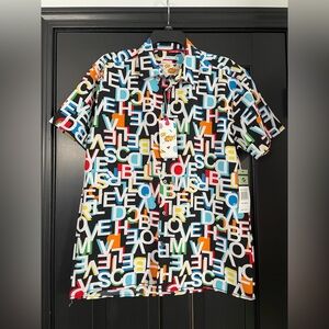 OH SNAP! Drill Clothing Co. Retro 80-90's style Love multi btn-down shirt NWT.
